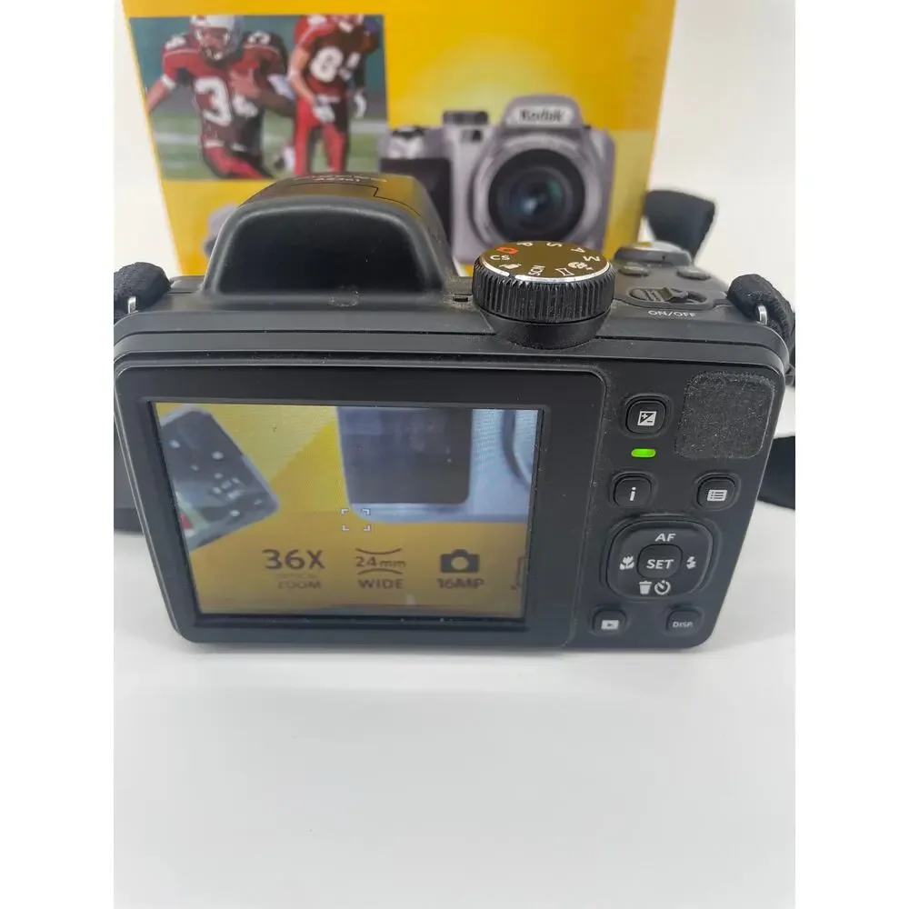 Kodak PIXPRO AZ361 Digital Camera 36X 16MP Black Charger 2 Batteries Neck Strap